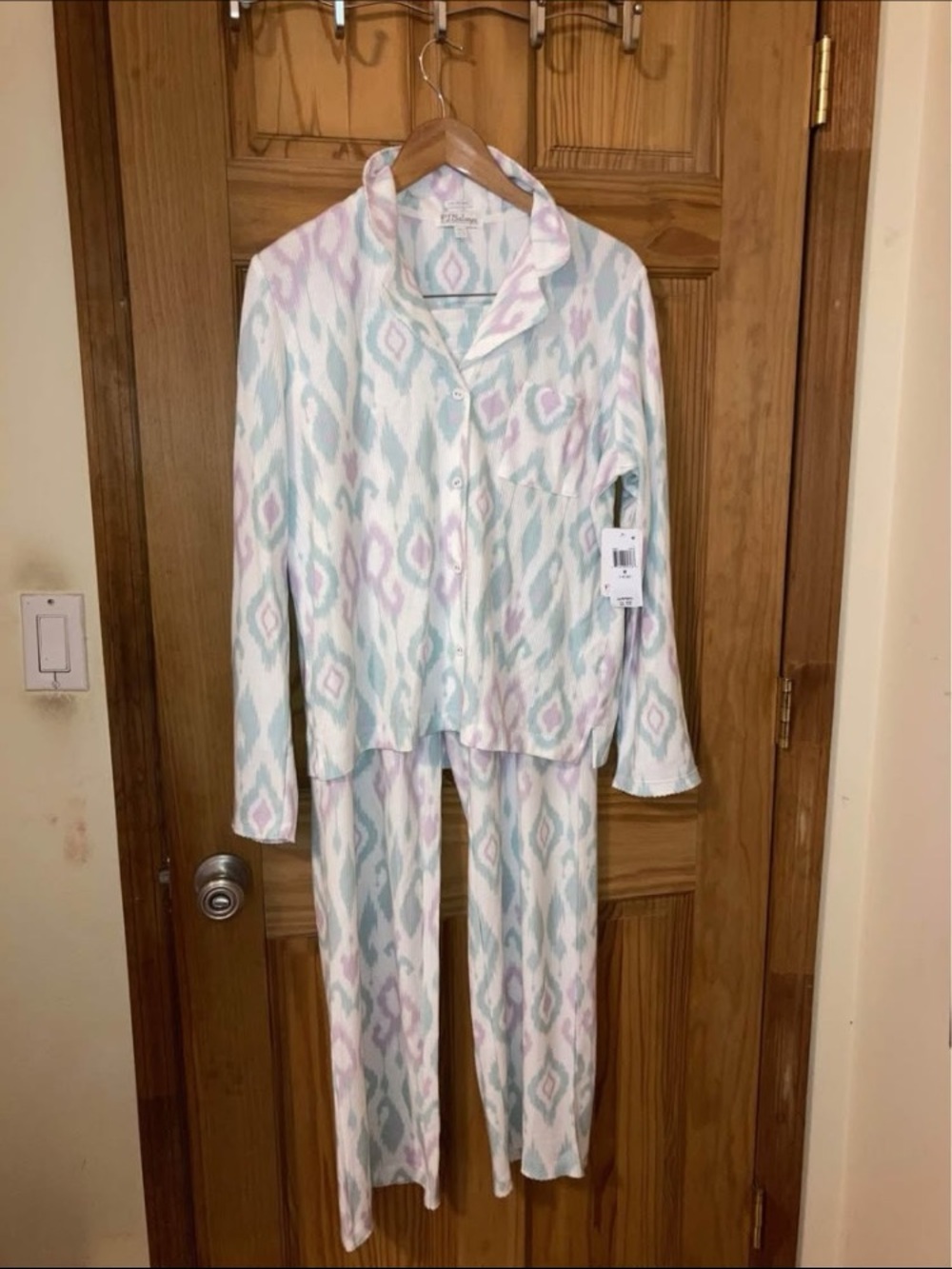 P.J. Salvage Pastel Ikat Pajama Set in Pink, Mint & White